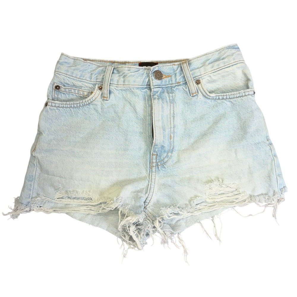 BDG Denim Shorts Womens 24‎ Light Blue Girlfriend High Rise Distressed Cutoffs